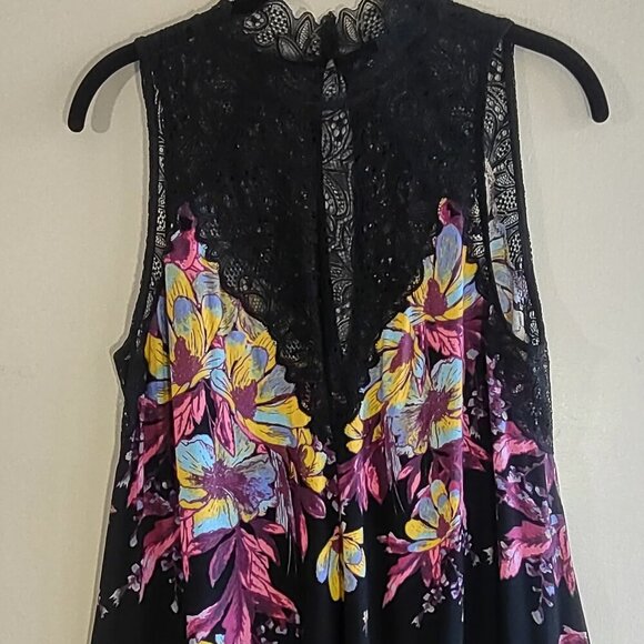 Free People Black Floral & Lace Marsha Slip Dress Festial Fairly Indie  Small - Picture 6 of 11